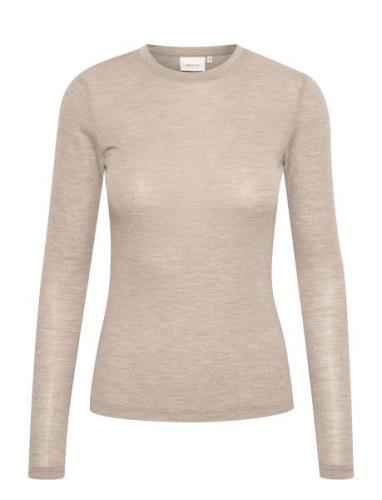 Niniagz Ls Wool Roundneck Noos Tops Knitwear Jumpers Beige Gestuz