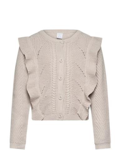 Cardigan With Flounce Tops Knitwear Cardigans Beige Lindex