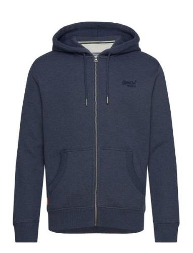 Essential Logo Zip Hoodie Tops Sweat-shirts & Hoodies Hoodies Blue Sup...