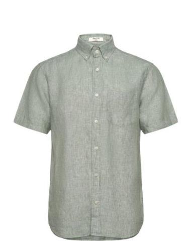 Reg Linen Ss Shirt Tops Shirts Short-sleeved Green GANT