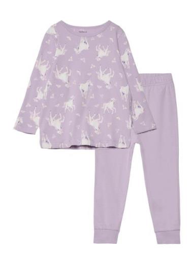 Nmfnightset Pastel Lilac Horse Noos Pyjamasetti Pyjama Purple Name It