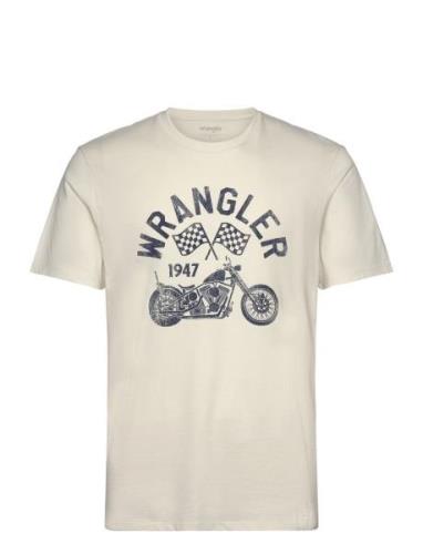 Americana Tee Tops T-shirts Short-sleeved Cream Wrangler