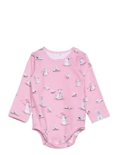 Baby Print Bodysuit Bodies Long-sleeved Pink Gugguu