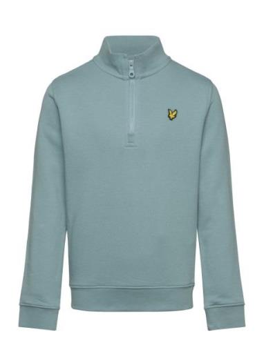 Quarter Zip Pullover Tops Knitwear Pullovers Blue Lyle & Scott