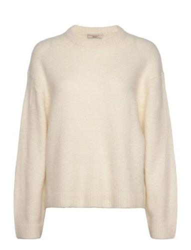 Crew Neck Knitted Sweater Tops Knitwear Jumpers Cream Gina Tricot