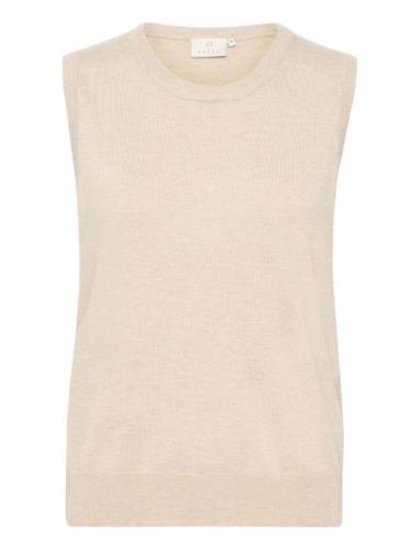 Kalizza Knit Slipover Vests Knitted Vests Cream Kaffe