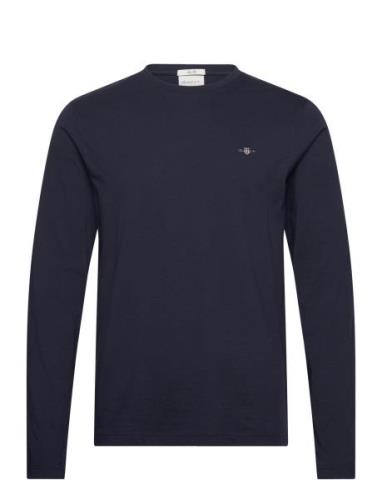 Slim Shield Ls T-Shirt Tops T-shirts Long-sleeved Navy GANT