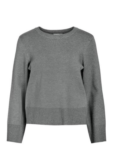 Vicassie O-Neck L/S Knit Top - Noos Tops Knitwear Jumpers Grey Vila