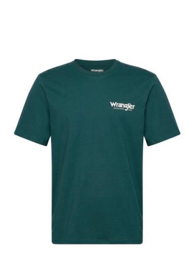 Graphic Tee Tops T-shirts Short-sleeved Green Wrangler