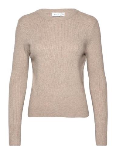 Vicomfy O-Neck L/S Knit Top- Noos Tops Knitwear Jumpers Brown Vila