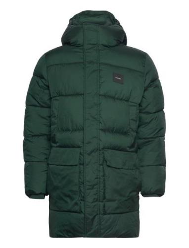 Long Hooded Quilt Puffer Mw Villakangastakki Pitkä Takki Green Calvin ...