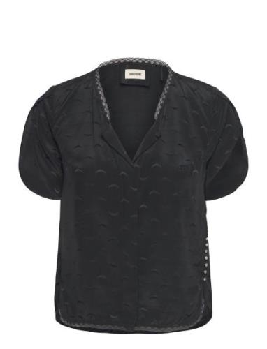 Tiffiny Jac Wings Tops Blouses Short-sleeved Black Zadig & Voltaire