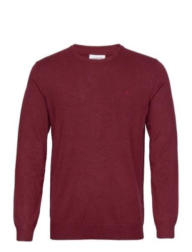 Ecovero L/S O-Neck Knit Tops Knitwear Round Necks Burgundy Lindbergh