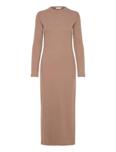 Daniela Rib Dress Maksimekko Juhlamekko Beige Once Untold