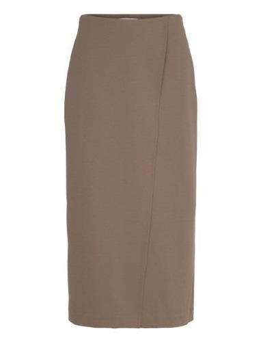 Slbea Skirt Polvipituinen Hame Brown Soaked In Luxury