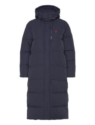 Hooded Down Jacket Topattu Pitkä Takki Navy Polo Ralph Lauren