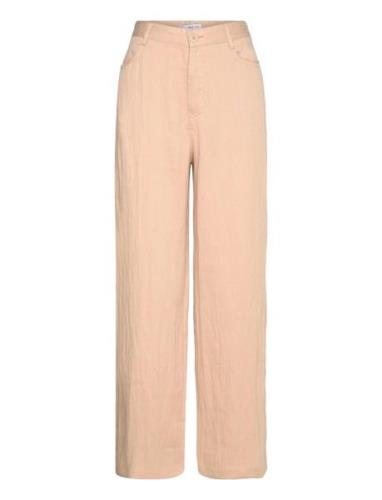 Flowy Straight-Fit Trousers Bottoms Trousers Straight Leg Beige Mango