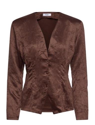 Monopoli Top Tops Blouses Long-sleeved Brown Stylein