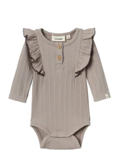 Nbfnara Ls Slim Body Lil Bodies Long-sleeved Brown Lil'Atelier