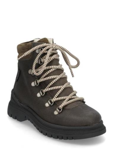 Boots - Flat - With Lace And Zip Nauhalliset Talvikengät Khaki Green A...