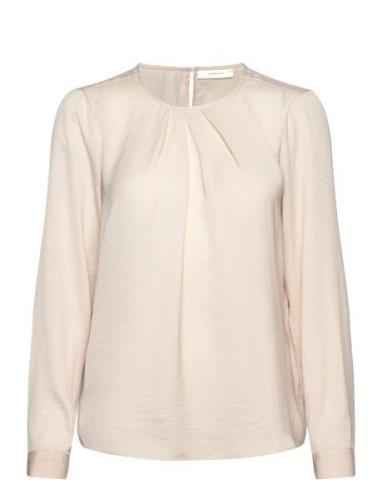 Dotaiw Pleat Blouse Tops Blouses Long-sleeved Beige InWear