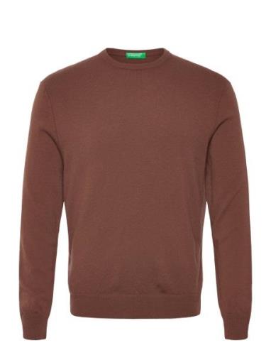 Sweater L/S Tops Knitwear Round Necks Brown United Colors Of Benetton