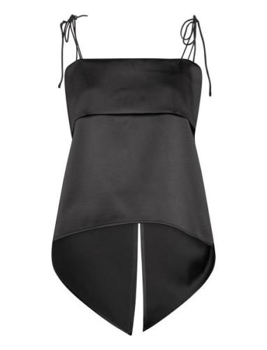 Mette Open Back Strappy Top Tops Blouses Sleeveless Black Malina