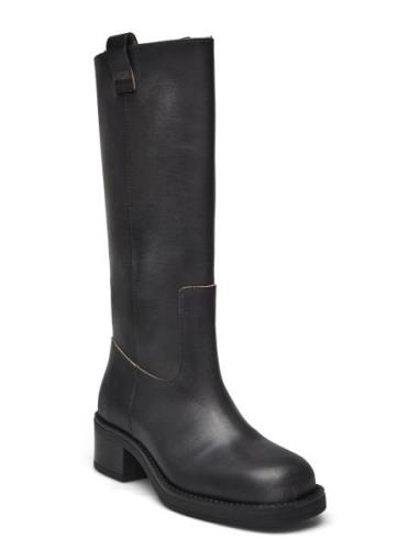 Sajan Leather Boots Korkeavartiset Saapikkaat Black ALOHAS