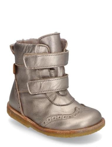 Rub Sole™ Broque Velcro Boot Tex Talvikengät Tarroilla Gold Pom Pom