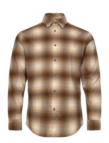 Slhslimowen-Flannel Shirt Ls Noos Tops Shirts Casual Brown Selected Ho...