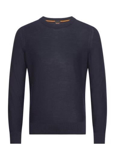 Avac_C Tops Knitwear Round Necks Navy BOSS