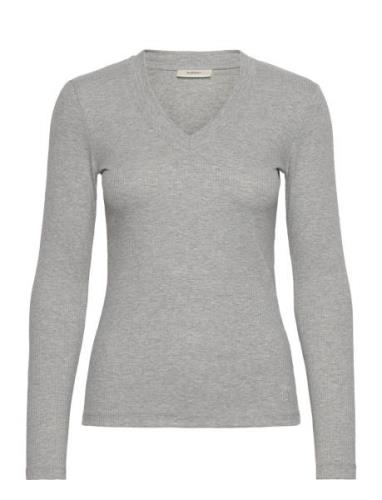 Dagnaiw Melange V-Neck Ls Tops Knitwear Jumpers Grey InWear