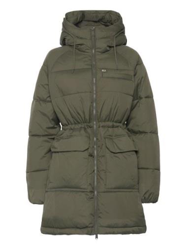 Tjw Midi Vail Puffer Vuorillinen Takki Topattu Takki Khaki Green Tommy...