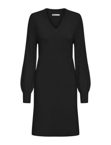 Onlkatia Ls V-Neck Dress Nca Knt Polvipituinen Mekko Black ONLY