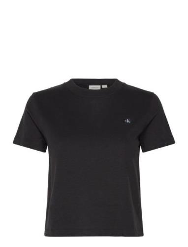 Woven Label Peached Baby Tee Tops T-shirts & Tops Short-sleeved Black ...