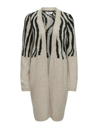 Onljade Zebra Ls Cardigan Cc Knt Tops Knitwear Cardigans Beige ONLY