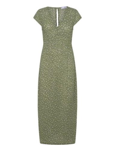 Textured Printed Dress Maksimekko Juhlamekko Green Mango