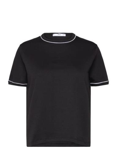 100% Cotton T-Shirt With Contrast Piping Tops T-shirts & Tops Short-sl...