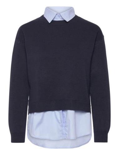 Combined Shirt Sweater Tops Knitwear Jumpers Navy Mango