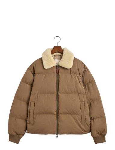 Padded Flannel Puffer Jacket Vuorillinen Takki Topattu Takki Beige GAN...