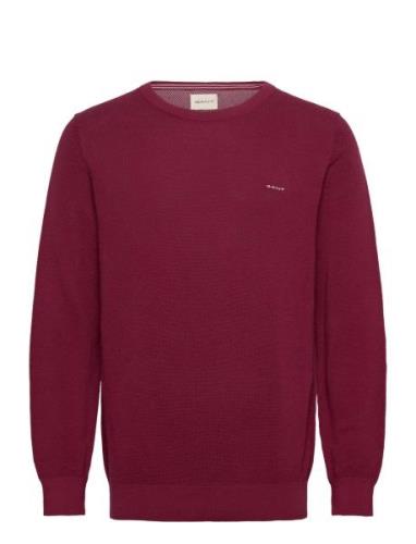 Cotton Pique C-Neck Tops Knitwear Round Necks Burgundy GANT