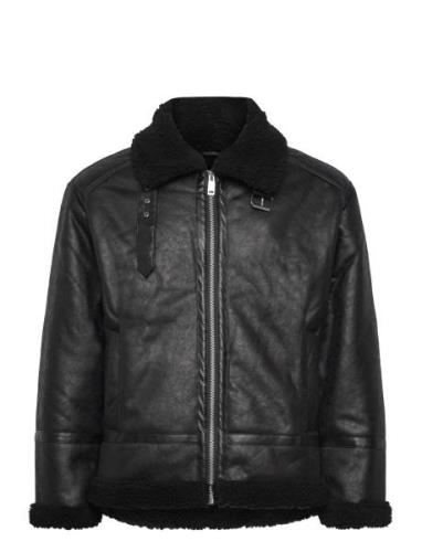 Faux Shearling Jacket Nahkatakki Black Lindbergh