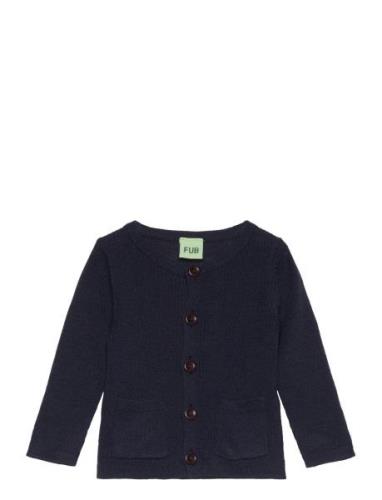 Baby Rib Cardigan Tops Knitwear Cardigans Navy FUB