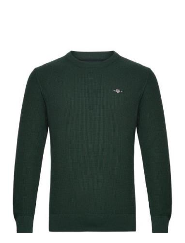 Micro Cotton Texture C-Neck Tops Knitwear Round Necks Green GANT