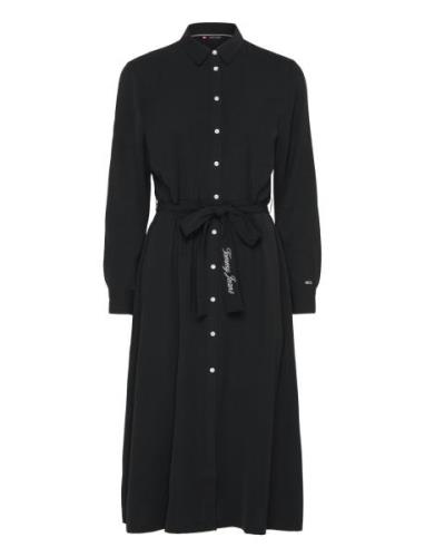 Tjw Belted Midi Dress Polvipituinen Mekko Black Tommy Jeans