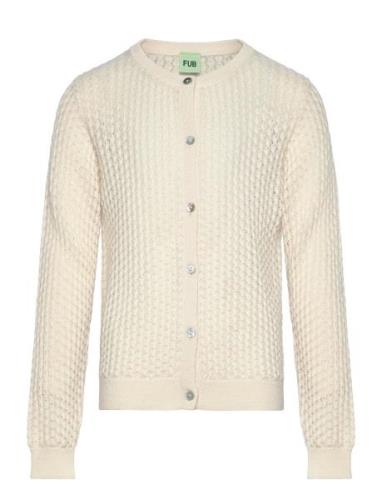 Pointelle Cardigan Tops Knitwear Cardigans Cream FUB