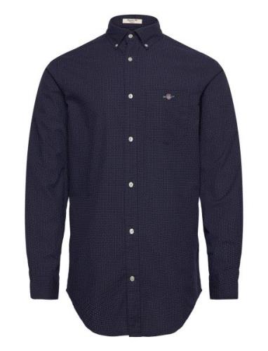 Reg Micro Print Shirt Tops Shirts Casual Navy GANT