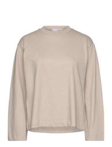 Slfelisa Ls Boxy Tee D2 Tops T-shirts & Tops Long-sleeved Beige Select...