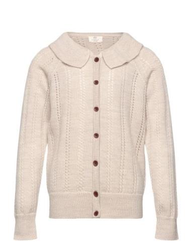 Merino Pattern Cardigan W. Collar Tops Knitwear Cardigans Beige Copenh...