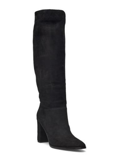 Artizan Suede Tall Boot Korkeavartiset Saapikkaat Black Lauren Ralph L...